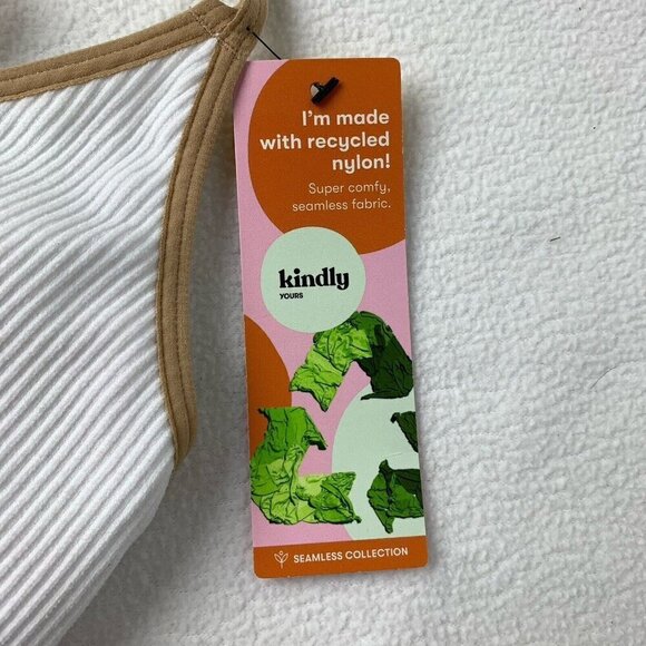 Kindly Yours Seamless Pullover Size Large Beige White Ribbed Bralette New - Picture 5 of 7